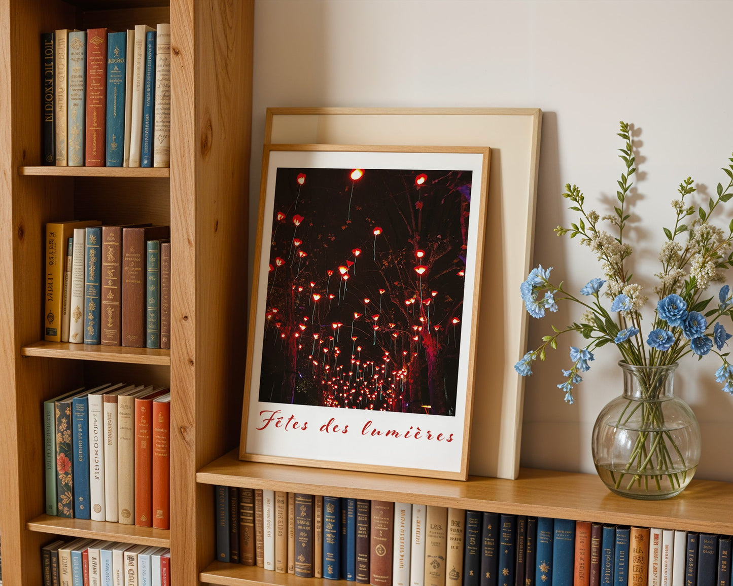 Affiche Fêtes des Lumières Lyon - Fleurs rouges