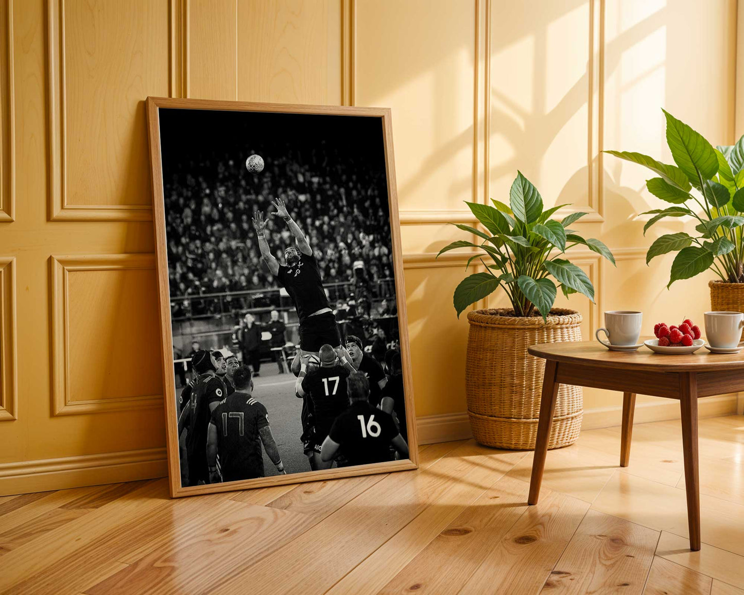 Affiche Rugby Noir et Blanc - Élan et Intensité