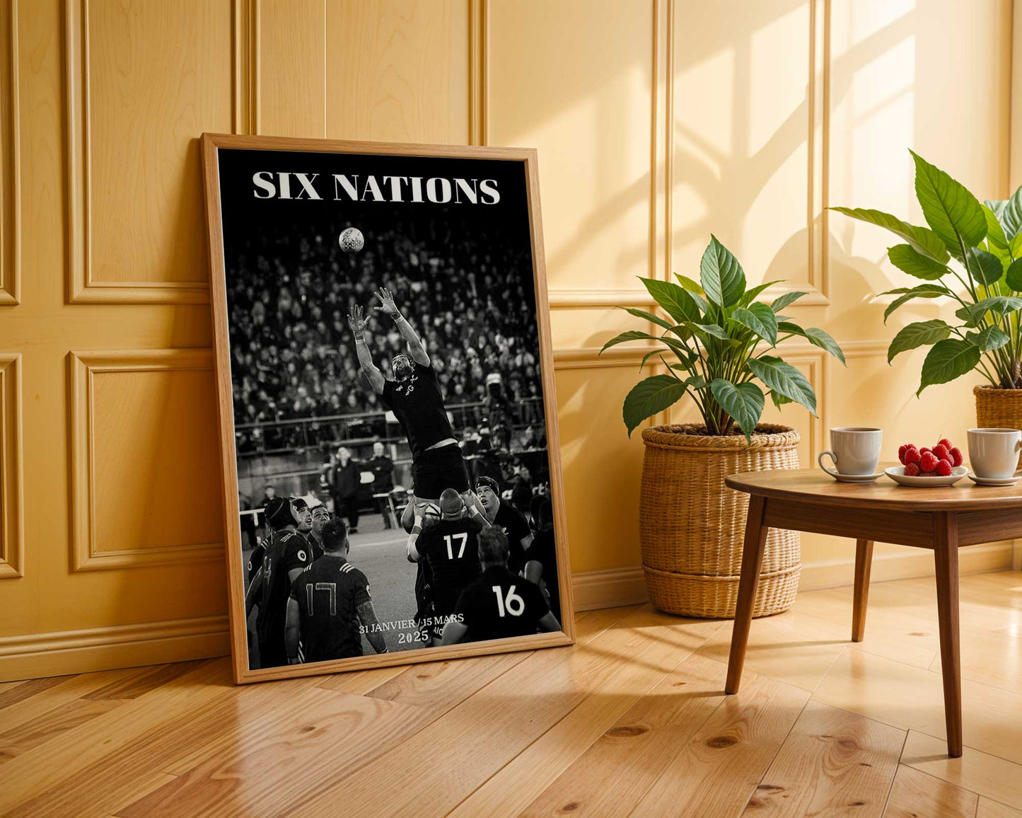 Affiche Rugby Six Nations 2025 - Ligne de Touche en Action