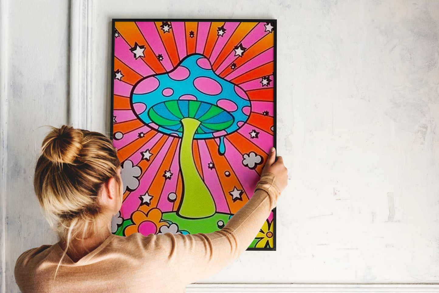 Affiche psychédélique champignon étoilé - UNIVEA