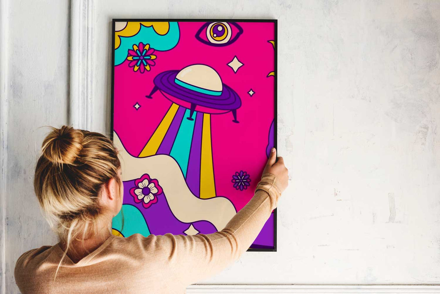 Affiche UFO et Éléments Psychédéliques - UNIVEA