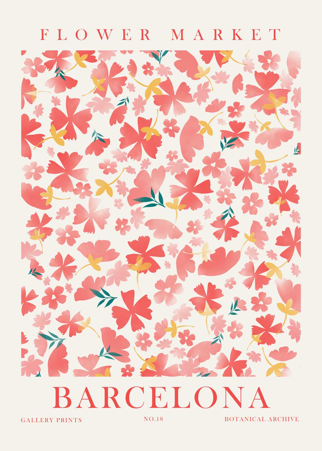 Flower Market Barcelona - Affiche Florale pour Décoration Intérieure - UNIVEA
