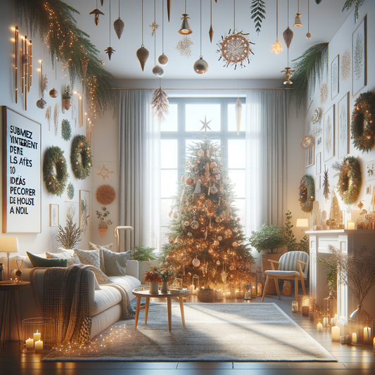 illustration d'un salon avec des décorations de noël