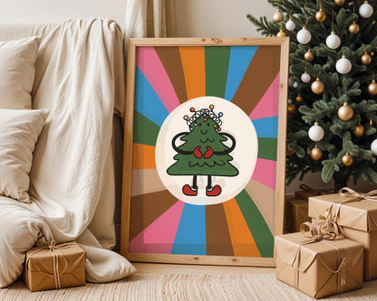 Affiche sapin de Noël coloré esprit joyeux