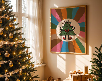 Affiche sapin de Noël coloré esprit joyeux