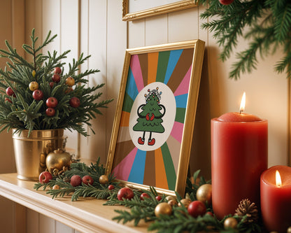 Affiche sapin de Noël coloré esprit joyeux