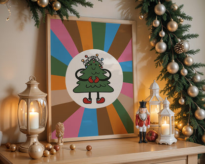 Affiche sapin de Noël coloré esprit joyeux