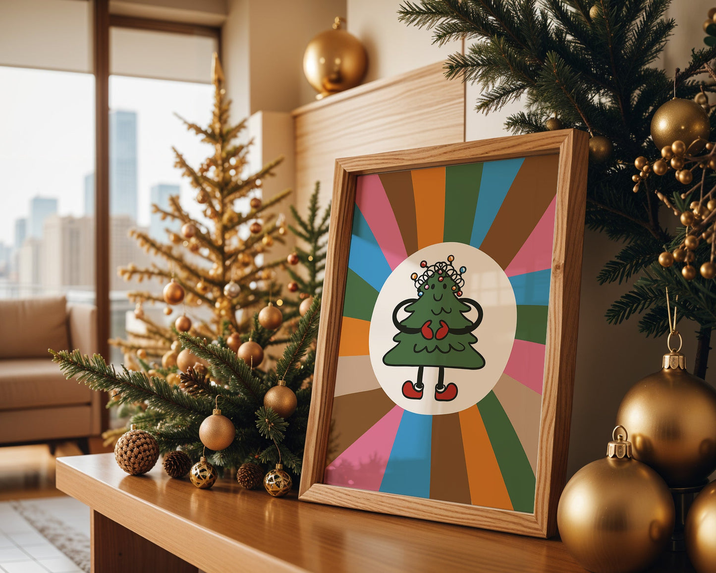 Affiche sapin de Noël coloré esprit joyeux