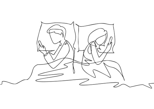 Poster de Couple Moderne au Lit au Trait - Art Contemporain Minimaliste Illustration