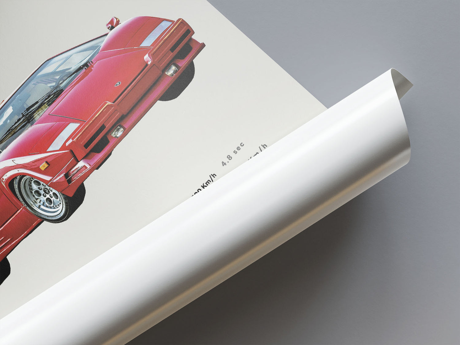 zoom sur le papier de haute qualitée sur le poster lamborghini countach