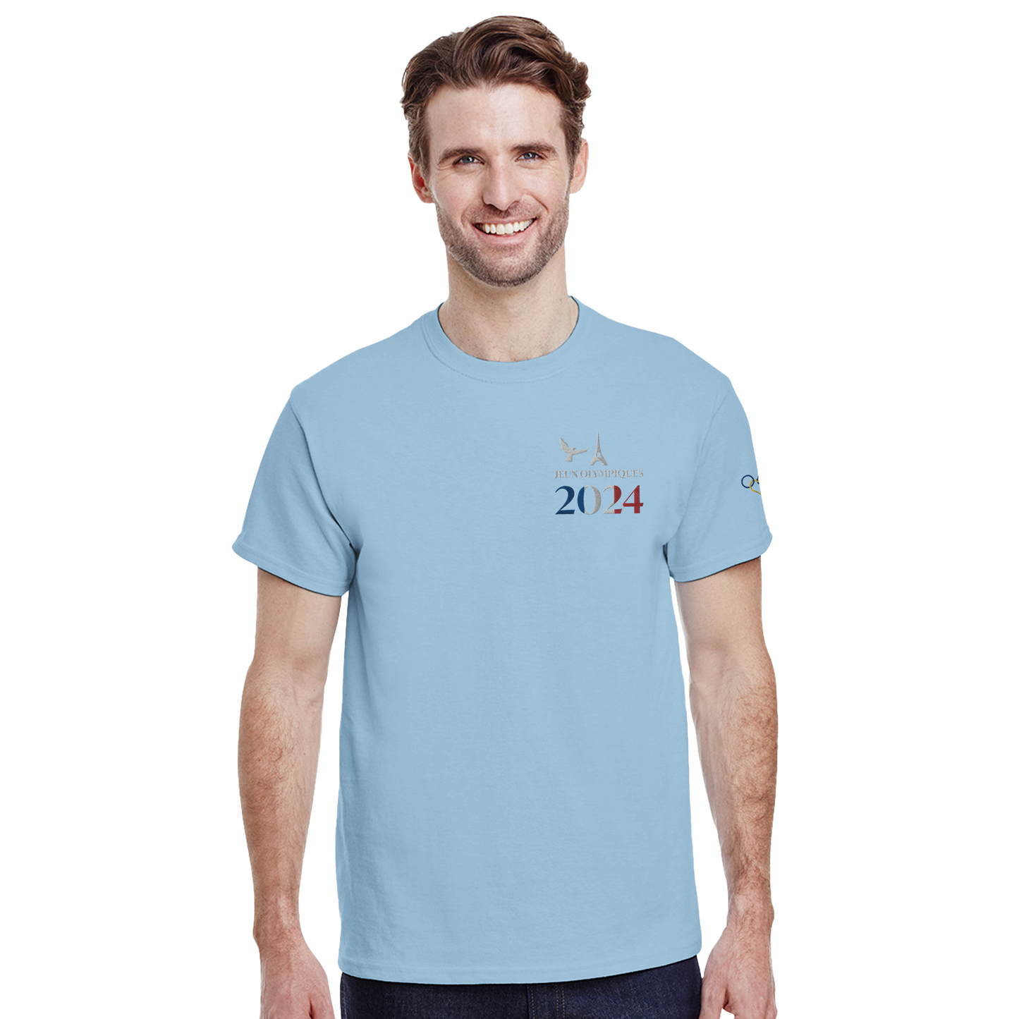 T-shirt Jeux Olympiques Paris 2024 Premium Bleu - Broderie qualité supérieure