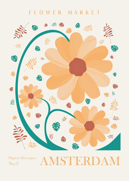 Affiche Amsterdam Flower Market illustration