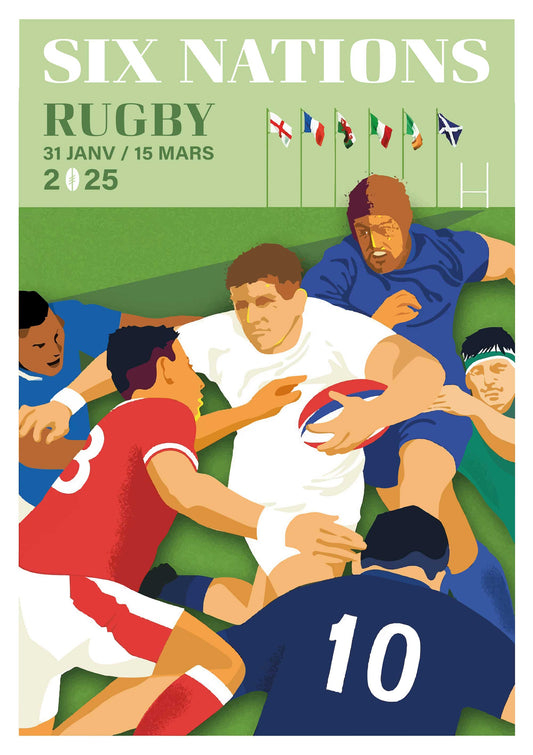 Affiche des Six Nations 2025 - Tournoi Rugby