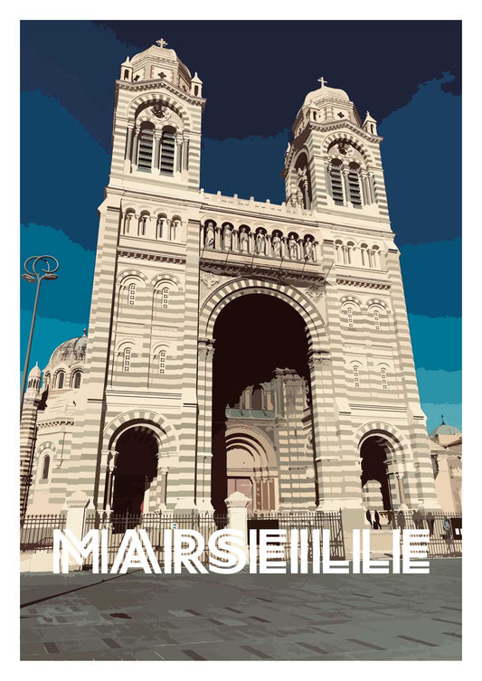 Poster “Marseille - Major Cathedral - Illustration” full