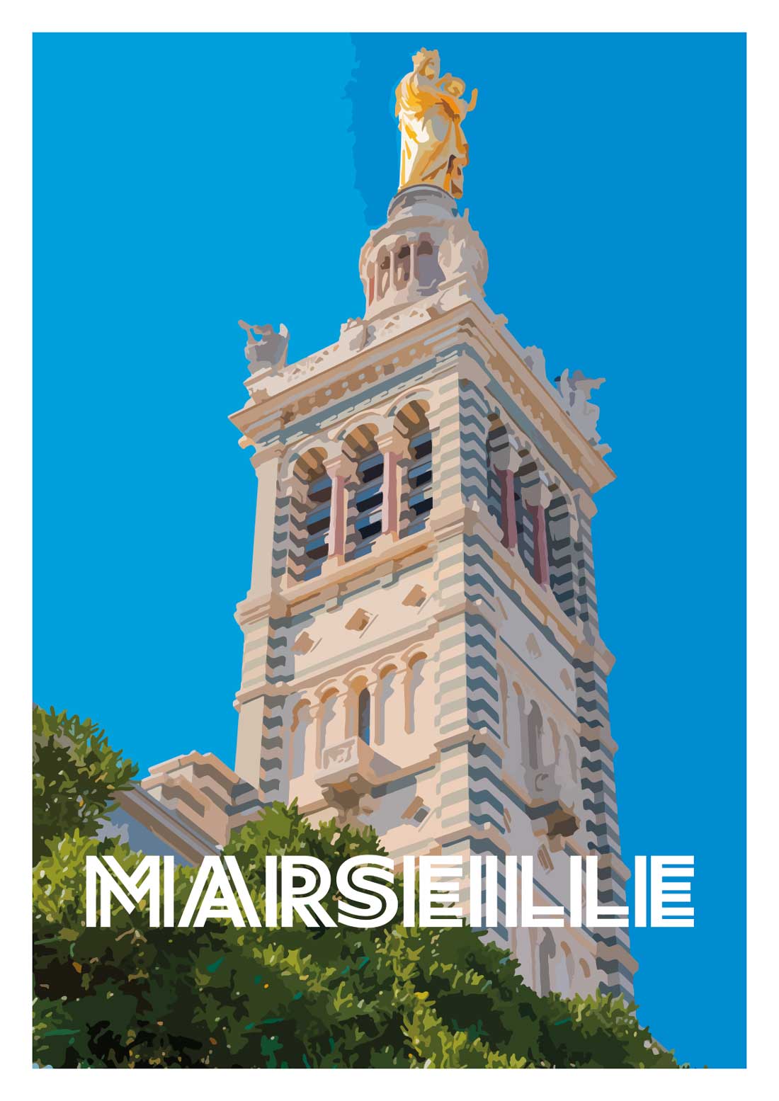 Affiche “Marseille - Notre-Dame de la Garde - Illustration”