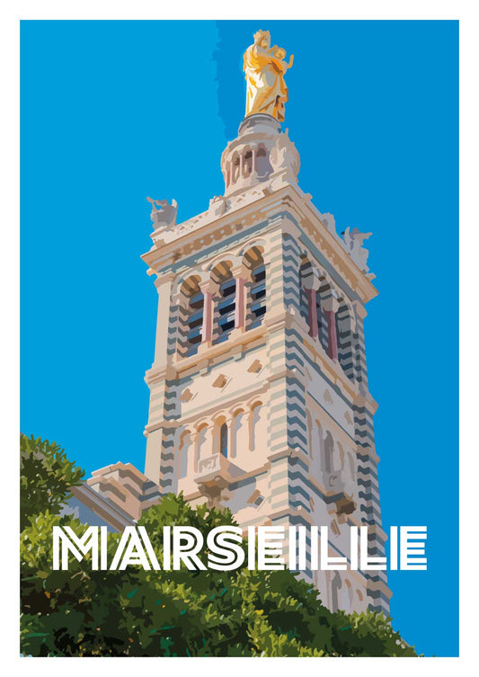 Poster “Marseille - Notre-Dame de la Garde - Illustration”