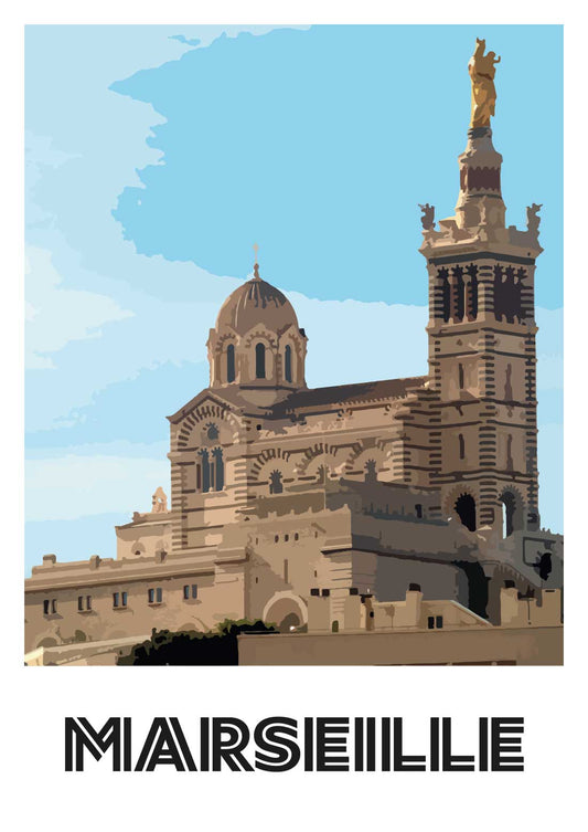 Affiche “Marseille - Notre-Dame de la Garde - Vue Complète”