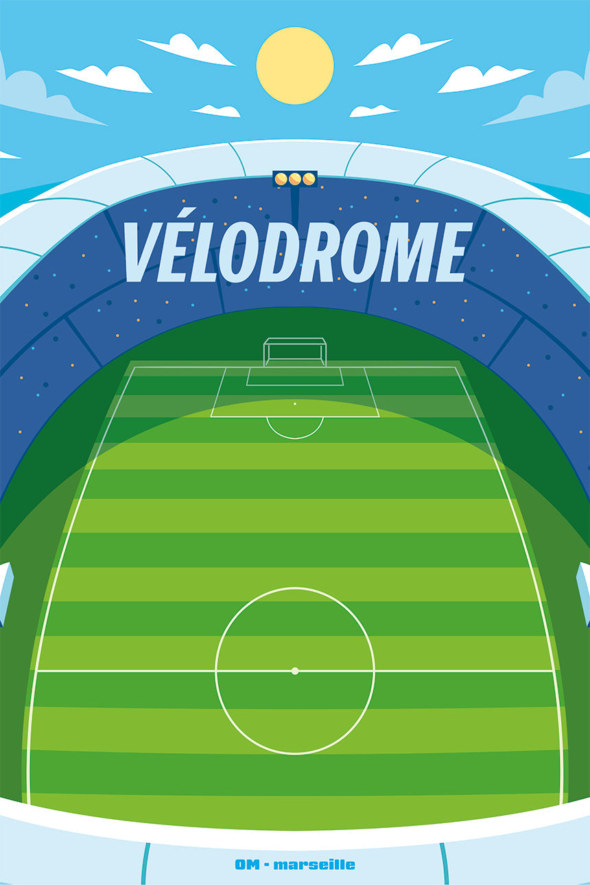 Affiche Vélodrome Marseille - Illustration Minimaliste