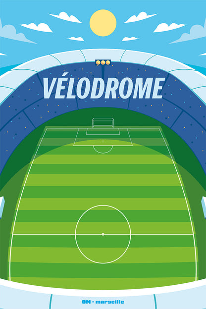 Affiche Vélodrome Marseille - Illustration Minimaliste