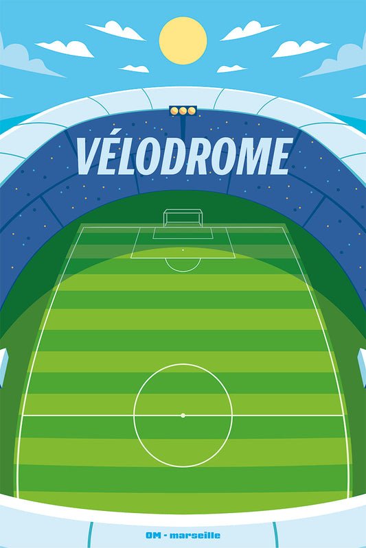 Affiche Vélodrome Marseille - Illustration Minimaliste