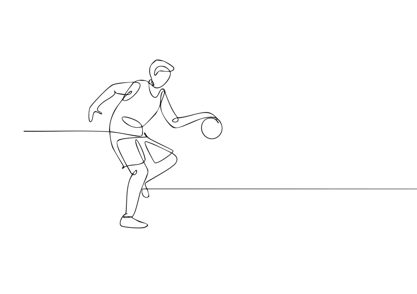 Poster de Basketball au Trait - Art Sportif Minimaliste Illustration