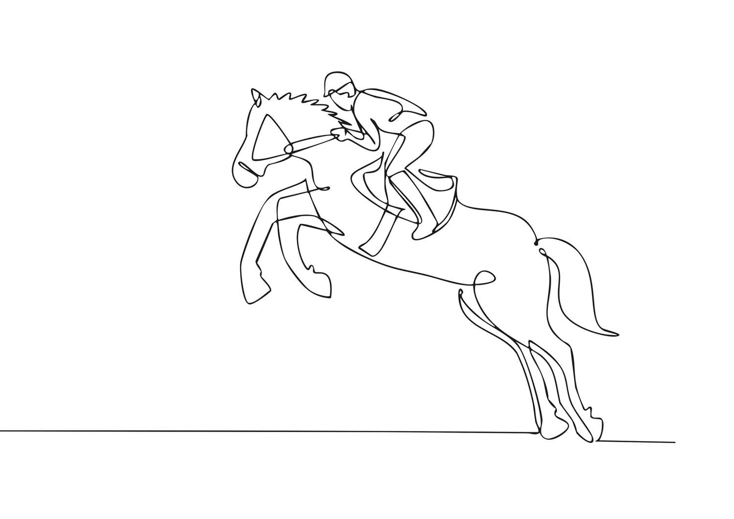 Poster d'Equitation au Trait - Art Sportif Minimaliste Illustration