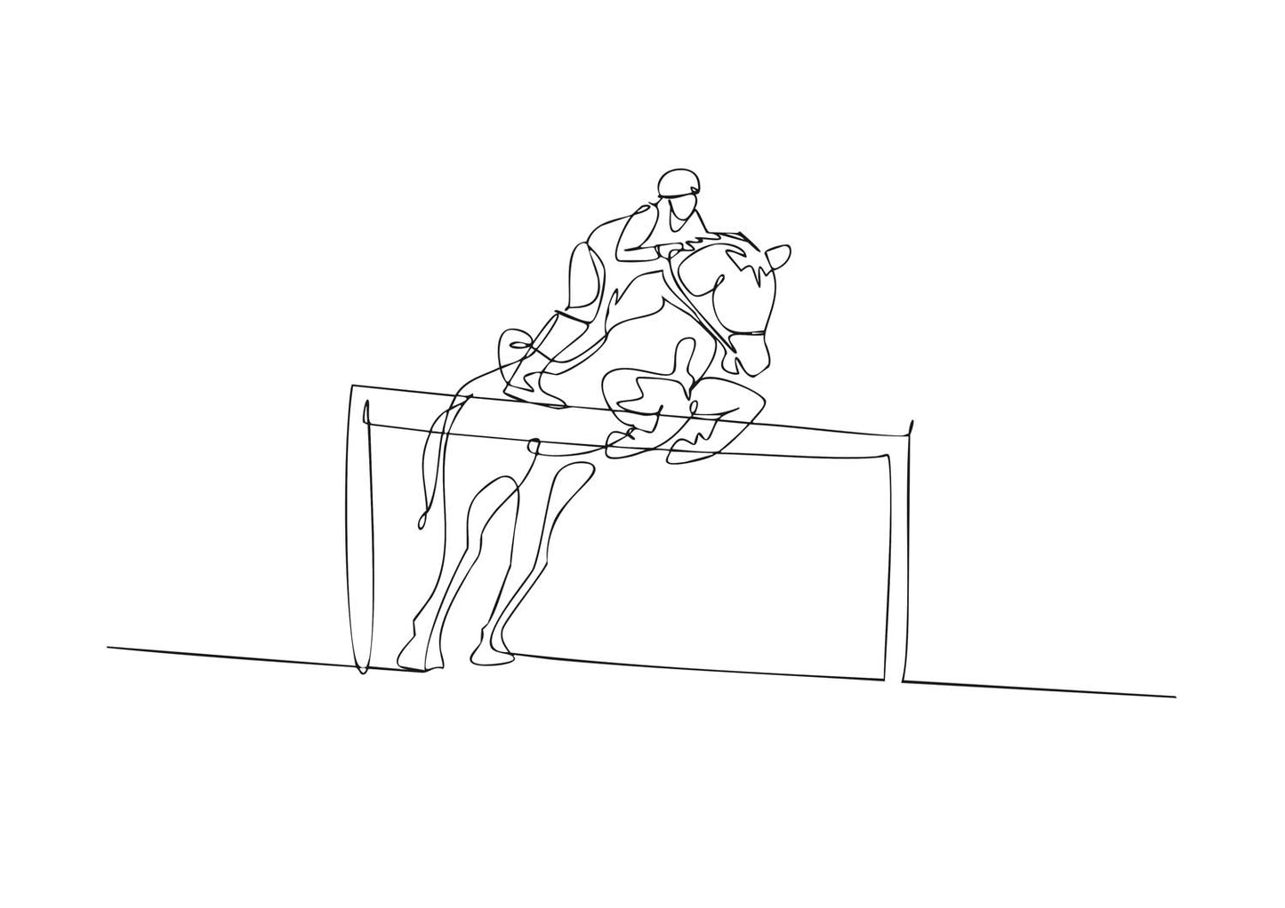 Line Art Equestrian Obstacle Poster - Minimalist Sports Art Illustration