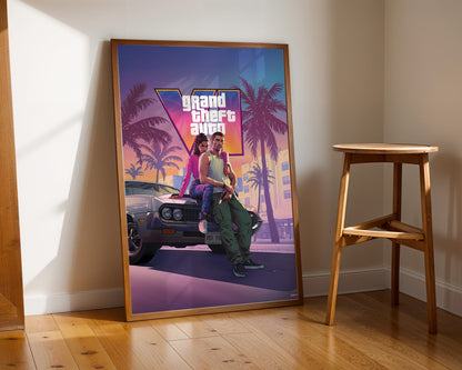 Affiche Grand Theft Auto VI - Style Rétro Miami