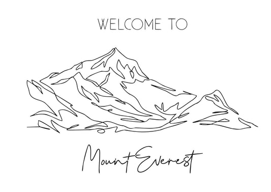 Poster Mount Everest Line Art - Minimalist Landscape Art Illustration