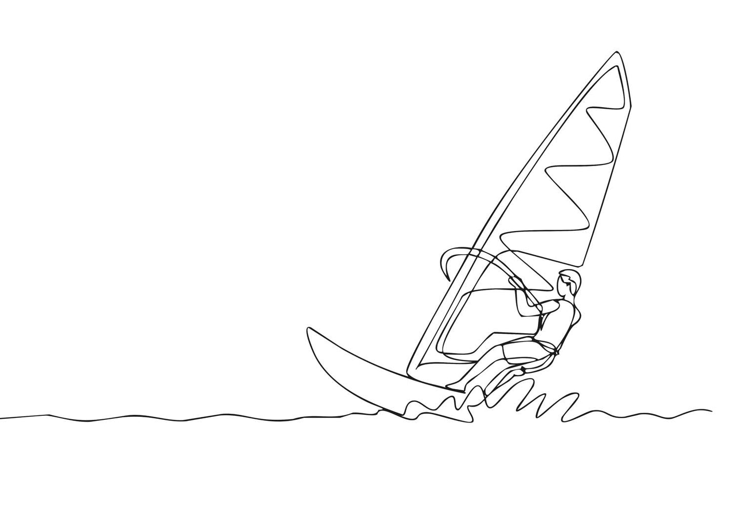 Windsurfing Poster - Line Drawing - Water Sports