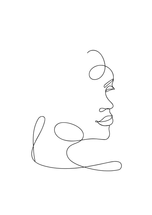 Affiche Portrait de Femme - Dessin au Trait - Art Minimaliste