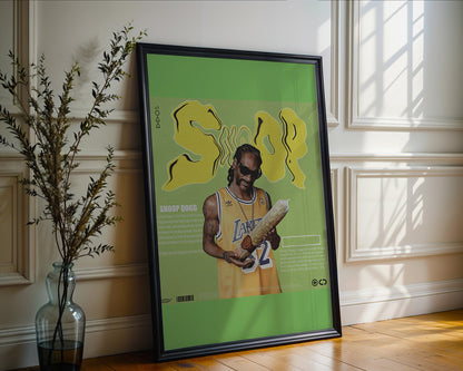 Snoop Dogg - Collage Noir et Blanc avec Food (Affiche Rétro & Hip-Hop)