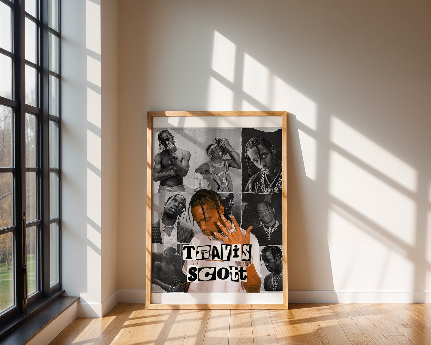 Travis Scott - Collage Noir et Blanc (Affiche Rétro & Street Art)