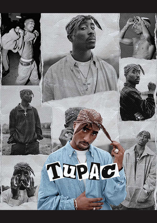 Tupac Shakur - Affiche Portrait Classique en Noir et Blanc