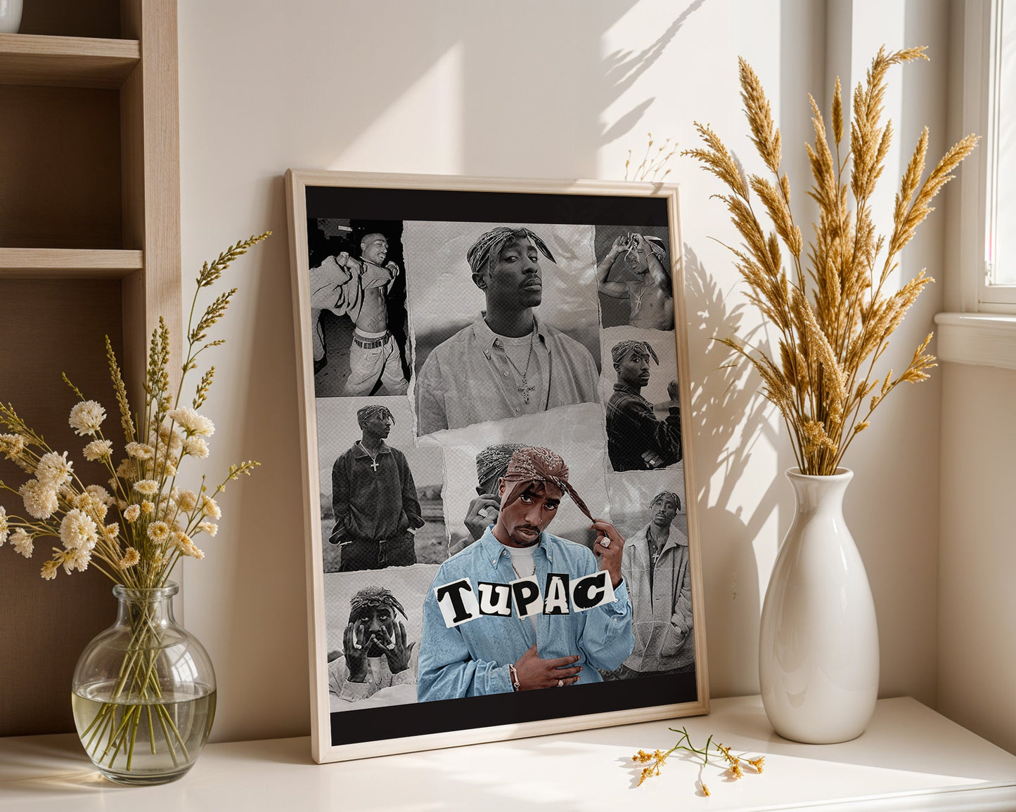 Tupac Shakur - Affiche Portrait Classique en Noir et Blanc