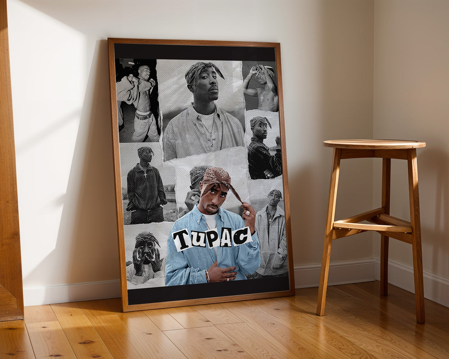 Tupac Shakur - Affiche Portrait Classique en Noir et Blanc