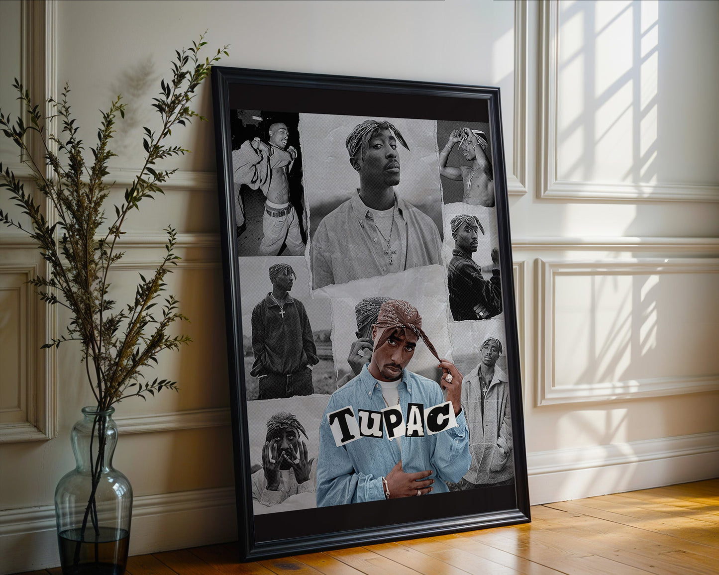 Tupac Shakur - Affiche Portrait Classique en Noir et Blanc