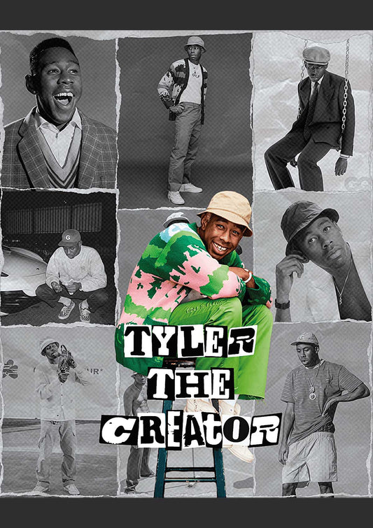 Tyler, The Creator - Affiche Collage Noir & Blanc avec Détail Couleur