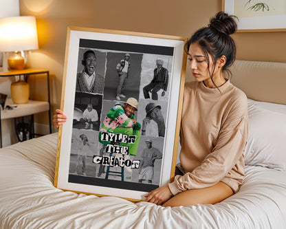 Tyler, The Creator - Affiche Collage Noir & Blanc avec Détail Couleur