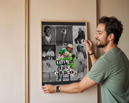 Tyler, The Creator - Affiche Collage Noir & Blanc avec Détail Couleur