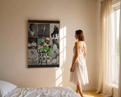 Tyler, The Creator - Affiche Collage Noir & Blanc avec Détail Couleur